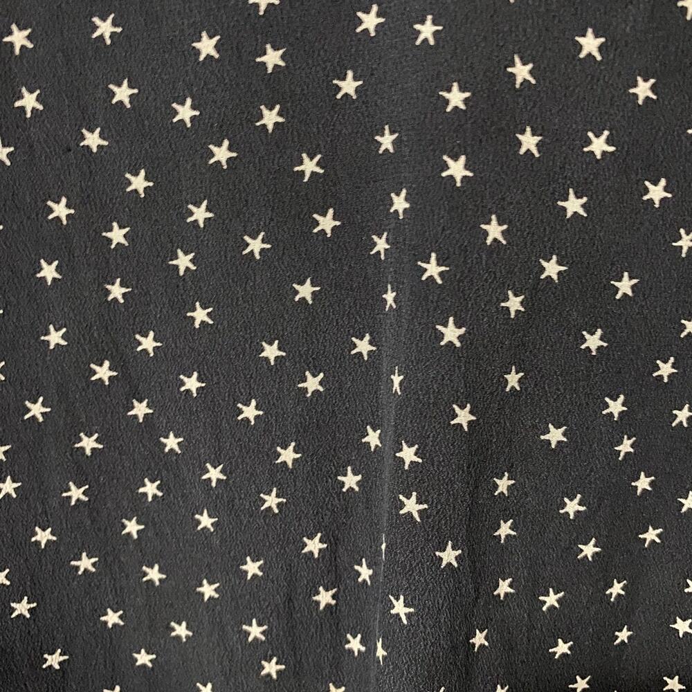 Madewell 100% Silk Black Star Print Mini Dress Long Sleeve Button Back S - Picture 7 of 8